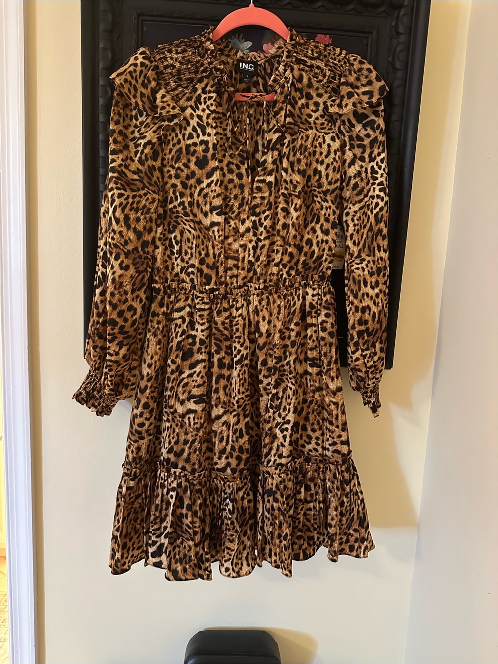 INC International Concepts Leopard Print Ruffled Dress